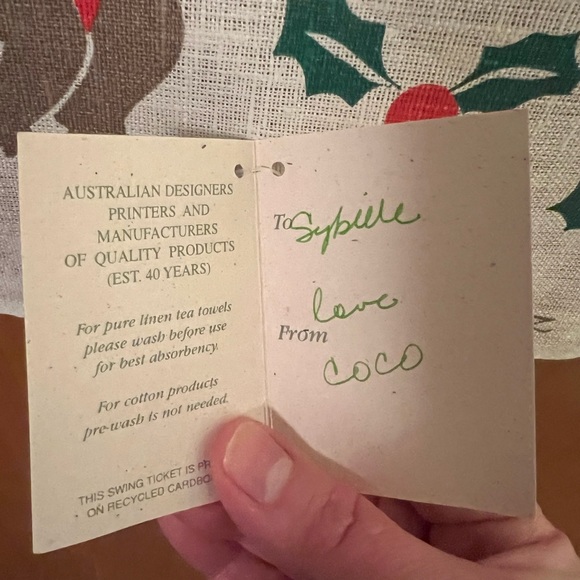 Rodriquez Pure Linen Tea Towel Hand Australia Vintage Koala Bear Holiday Holly - Picture 7 of 10